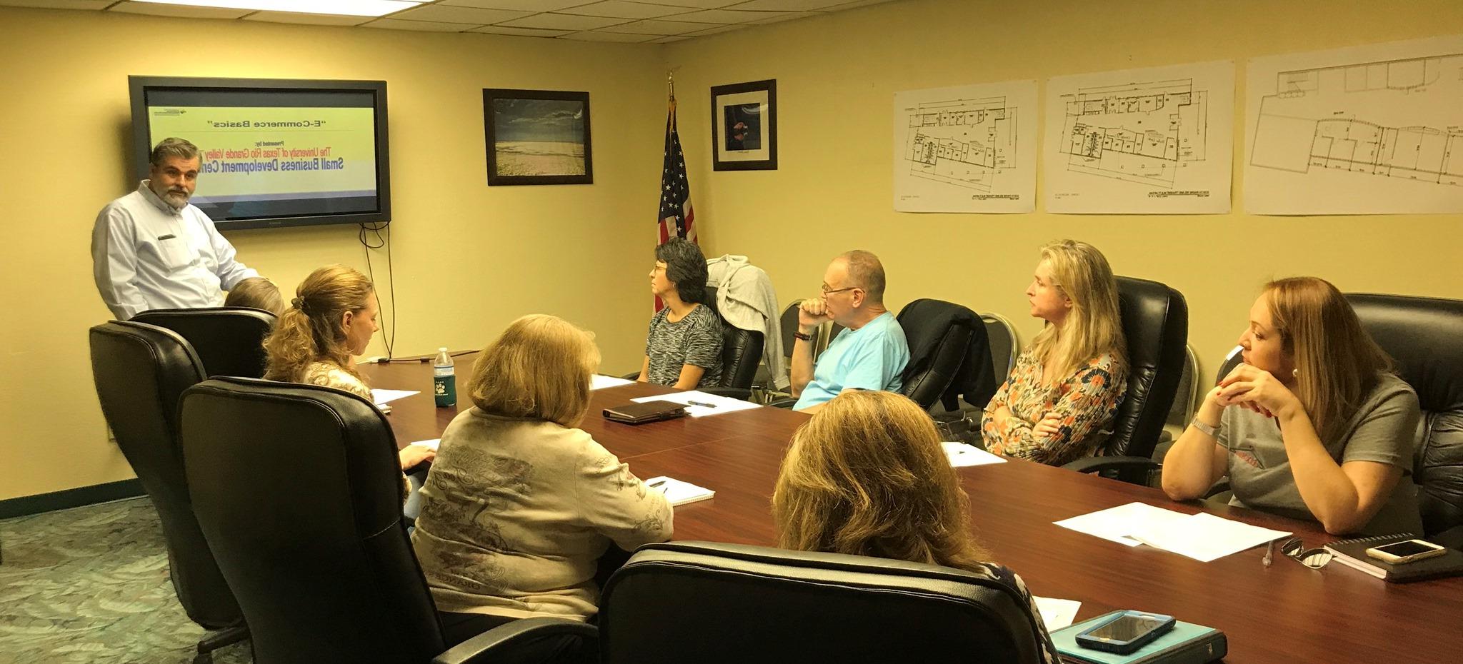 a meeting at the small business development center